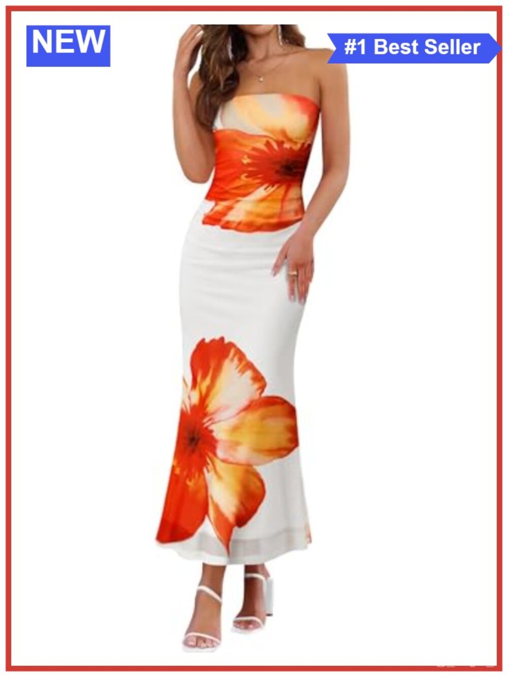 Strapless Floral Maxi Sundress Sleeveless Summer Beach Dress